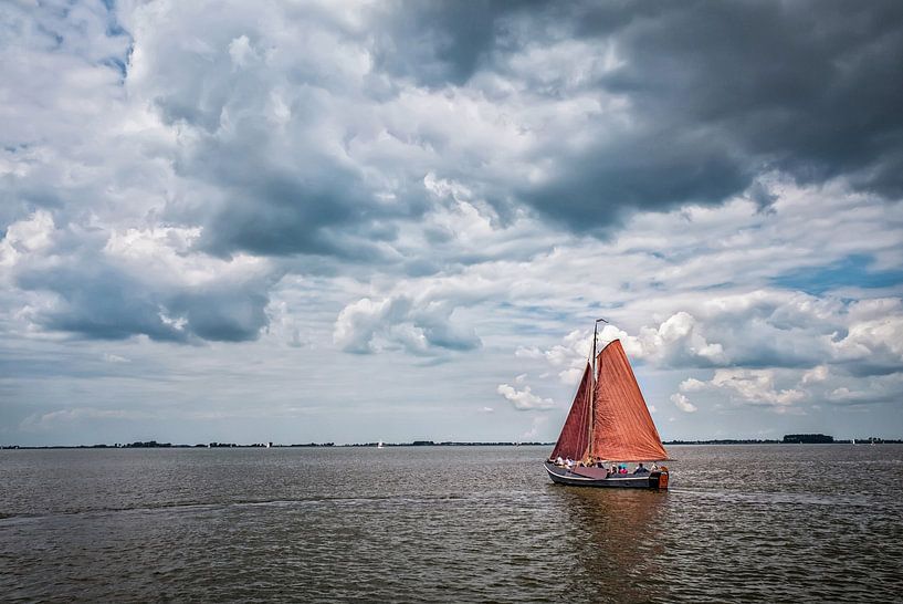Sailboat on the Frisian lakes in the Netherlands by Chi