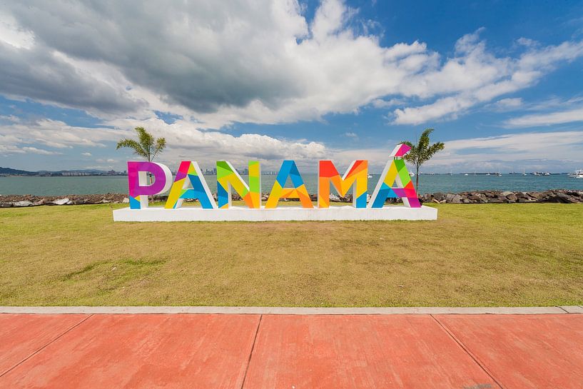 Panama sign on the causeway in Panama City by Jan Schneckenhaus