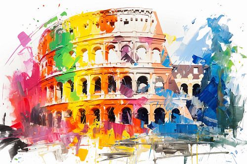 Colosseum in Rome in kleurrijke pop-artstijl