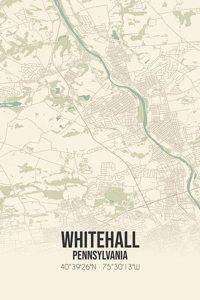 Vintage map of Whitehall (Pennsylvania), USA. by Prints of Place