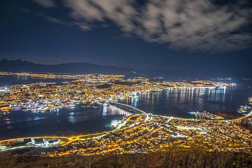 Vue de nuit de Tromsø, Norvège