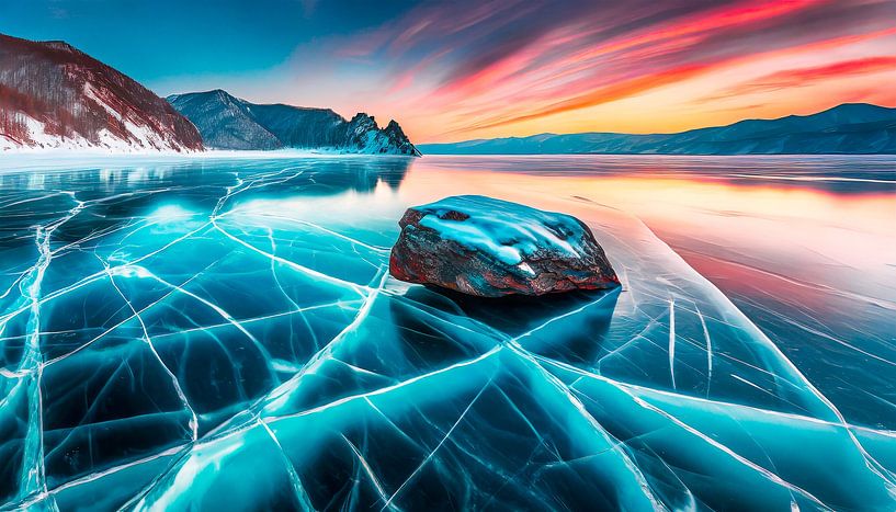 Ice broken with sunset by Mustafa Kurnaz