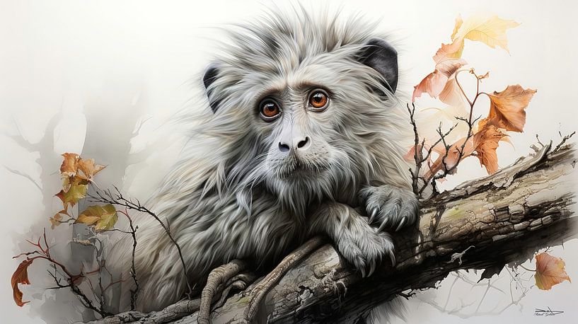 Zeichnung einer Affenart von Gelissen Artworks
