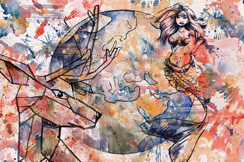 Mixed Media Art - kleurig modern kunstwer,