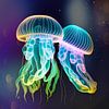 Two neon jellyfish by Digital Art Nederland
