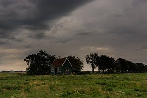 Landschaft mit Bäumen und Unterschlupf. von Adri Vollenhouw