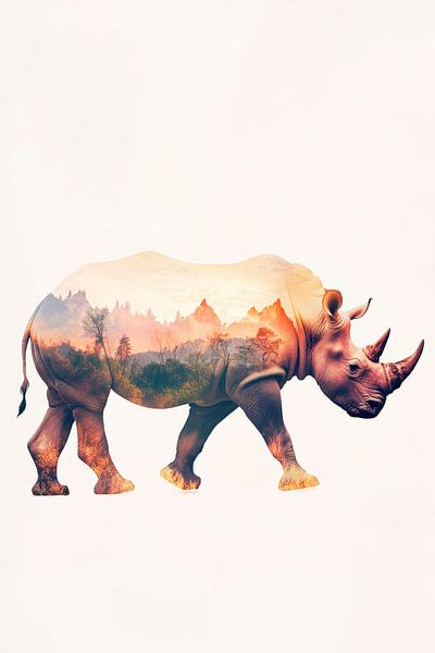 Rhino-Panorama Artistic by Poster Art Shop