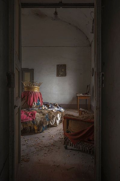 View through from the corridor into a room of an abandoned Villa by Wim van de Water