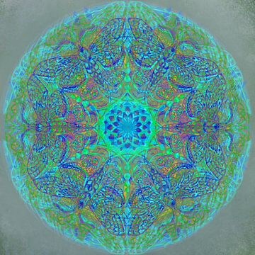 Mandala graphique, différentes couleurs sur Rietje Bulthuis