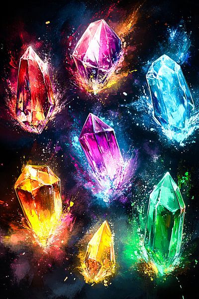 Bunte Kristalle vor dunklem Hintergrund von Imperial Art House