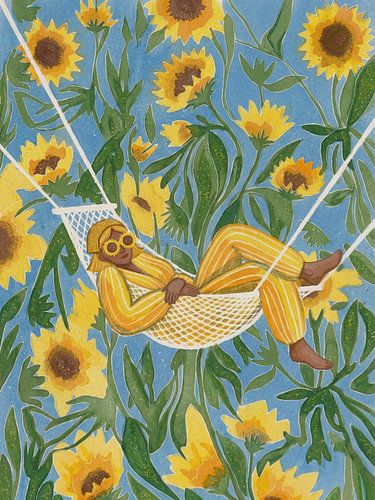 Entspannung inmitten von Sonnenblumen