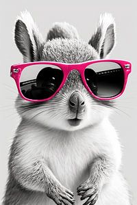 Funky Squirrel with Pink Sunglasses by Felix Brönnimann