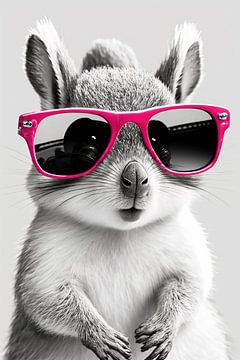 Funky Eichhörnchen mit Pinker Sonnenbrille von Felix Brönnimann