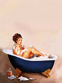 Badewanne trinkt: Pinup Girl trinkt im Badezimmer von The Whiskey Ginger