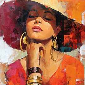 Woman in orange by Lauren Wilde