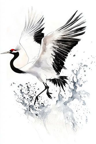 Kranich im Flug – Aquarell Kunst