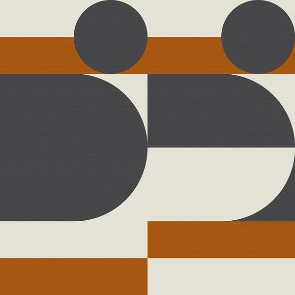 Abstract geometric retro style in dark gold, taupe, grey XXI by Dina Dankers