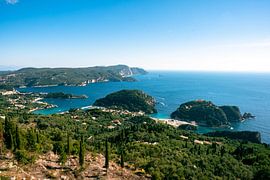 Paleokastritsa Bay with Blue Lagoon by Leo Schindzielorz