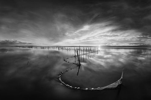 Zee landschap zwart wit