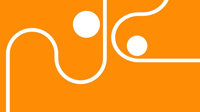 Mid-century Bauhaus arch geometry in orange by Mad Dog Art