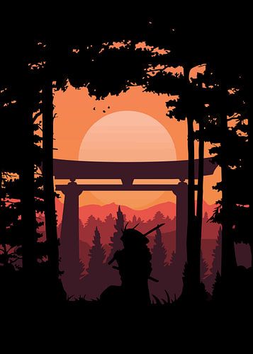 Silhouette Japanischer Samurai
