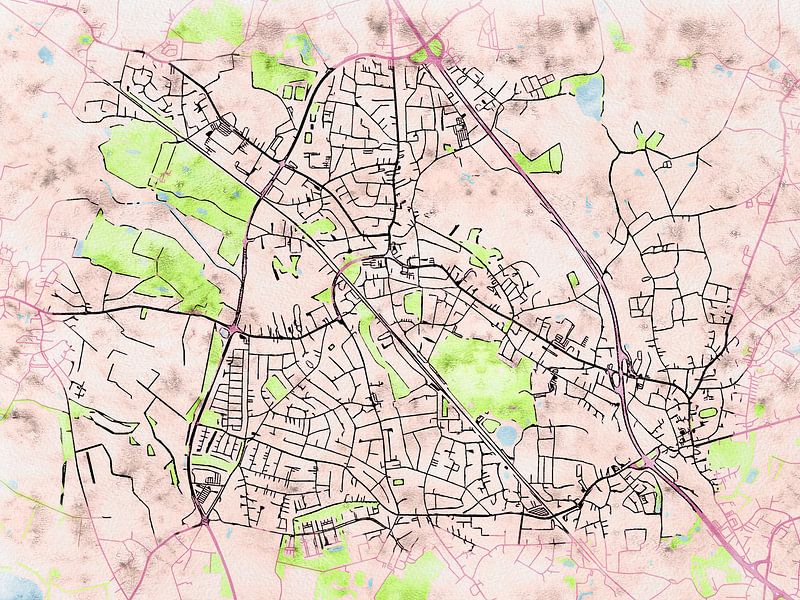 Kaart van Pinneberg in de stijl 'Soothing Spring' van Maporia