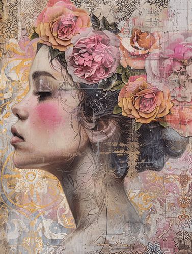 Porträt in Rosa, Vintage-Stil