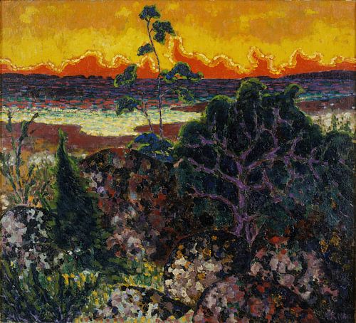 Konrad Mägi - Landschap met rode wolken