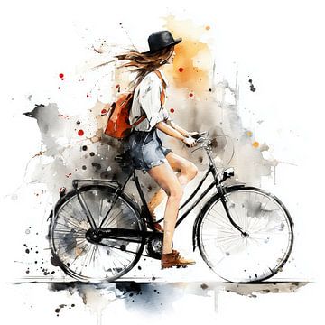 A young woman on a bicycle by ARTemberaubend