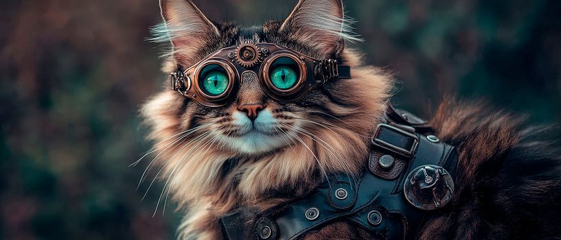 Cat with steampunk glasses - Creative by Poster Art Shop