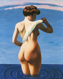 Félix Vallotton - Badende, die sich mit einem zusammengerollten Tuch abtrocknet (1908)