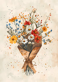 A dreamy bouquet of meadow flowers in watercolour by Dave Schloffi