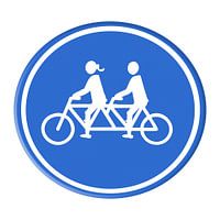 Verkeersbord. Stel op een tandem. Vrouw/man