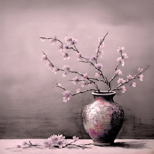 Elegant stilleven met bloesem in vaas