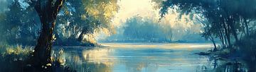 Whispering Blues van Abstract Schilderij