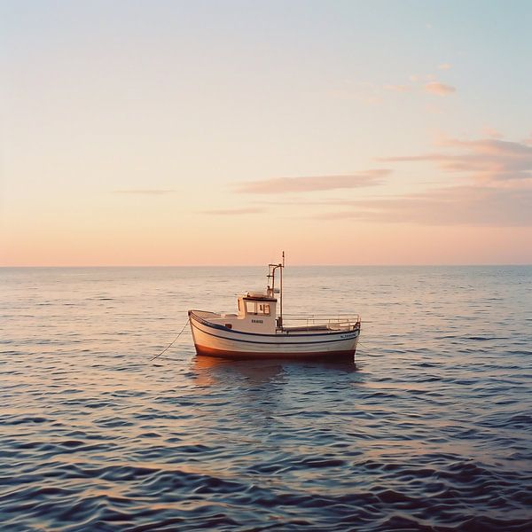 Einfaches Boot auf Wasser von fernlichtsicht