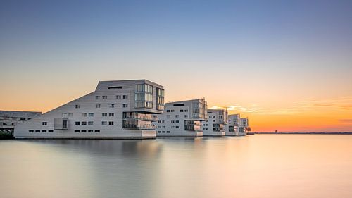 Setting sun at the Sphinx houses, Netherlands
