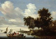 Rivierlandschap met een veerboot, Salomon van Ruysdael van Meesterlijcke Meesters thumbnail