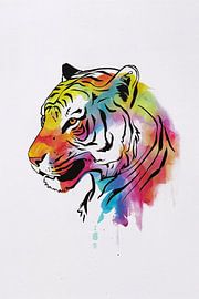 Dessin au trait expressif et coloré du tigre sur Art & Soul Creations