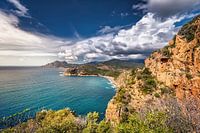 Picturesque coast of the island of Corsica in the Mediterranean Sea.