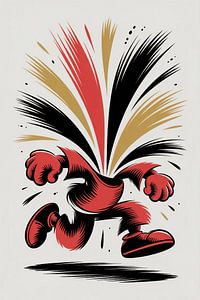 Red, Black & Gold Bursting Runner Wall Art, Digital Product.