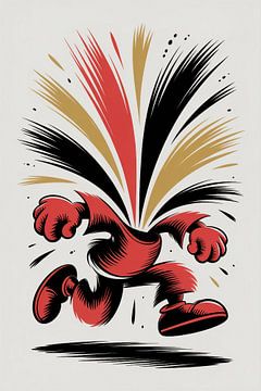 Art mural Coureur éclatant rouge, noir et or, produit numérique sur Beeld Creaties Ed Steenhoek | Photographie et images artificielles