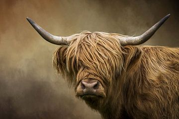 Scottish Highland Cow Portret by Diana van Tankeren