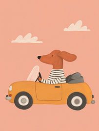 Cute Dog in Convertible Car - Playful Adventure Nursery by StudioRemier