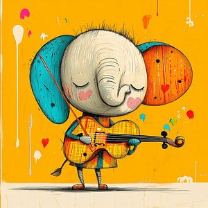 Ein musikalischer Elefant in heiteren Farben