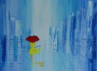 blauwe regen  canvas acryl