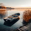 Boot am ruhigen See von fernlichtsicht