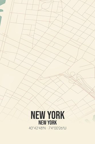 Alte Karte von New York (New York), USA.