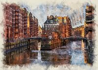 Moated castle - Hamburg as painted