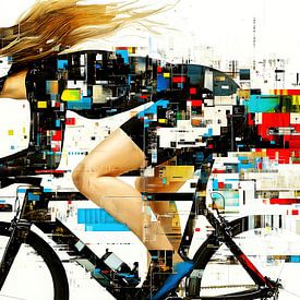 Racefietser met dynamisch glitch-effect van Frank Heinz
